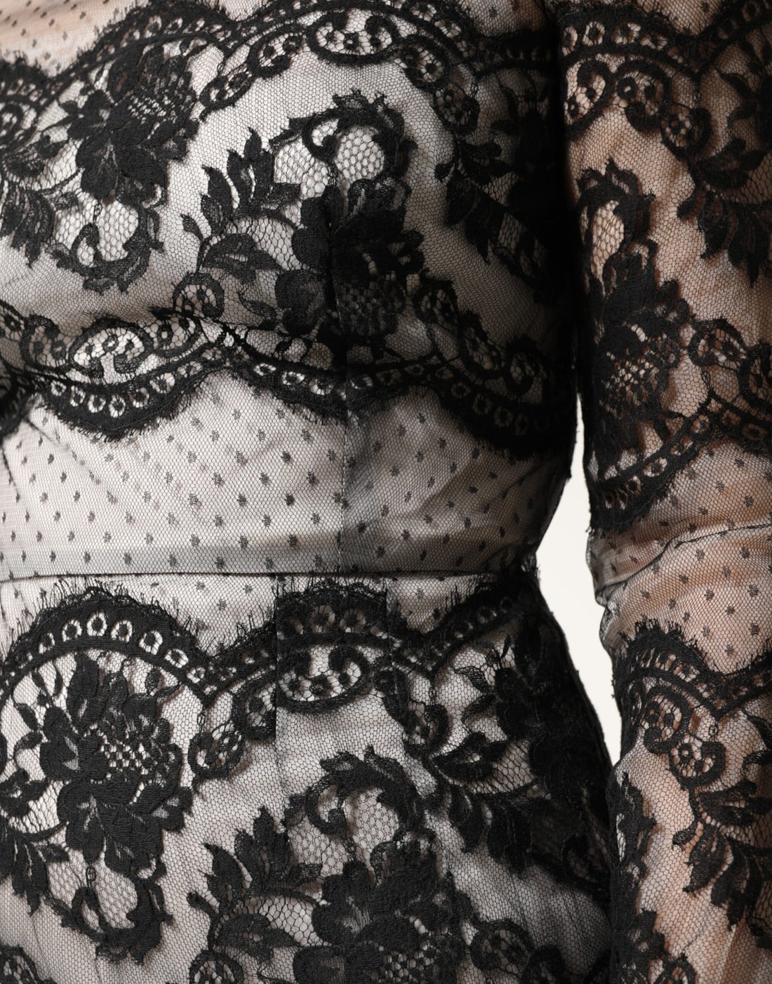 Dolce & Gabbana Black White Lace Silk Blend MaxiSheath Dress