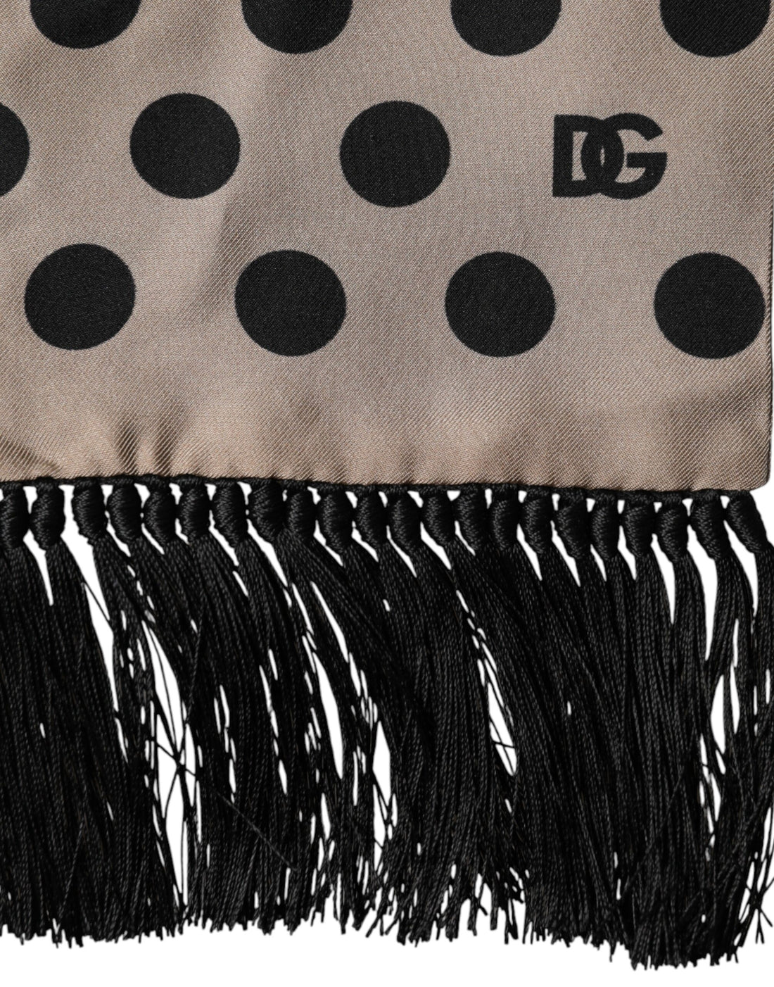 Dolce & Gabbana Brown Polka Dot Silk Fringes Foulard Scarf