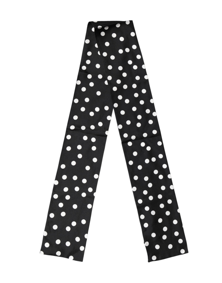 Dolce & Gabbana Scarf Black Polka Dot Silk Neck Wrap Foulard