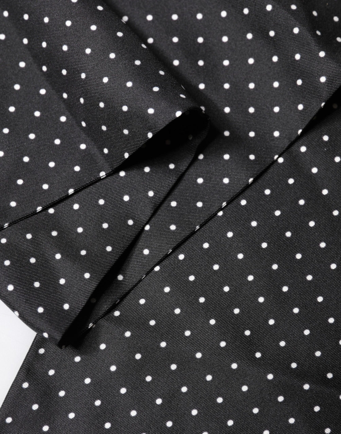 Dolce & Gabbana Black Polka Dot Fringes Silk Foulard 139cm x 14.5cm Scarf