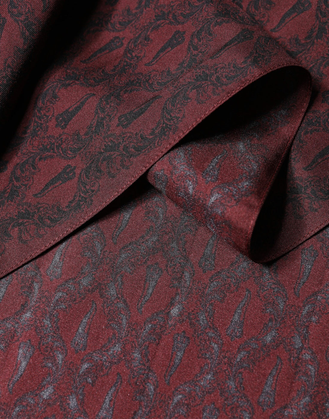 Dolce & Gabbana Maroon Patterned Silk Wrap Foulard Men 133cm x 22cm Scarf