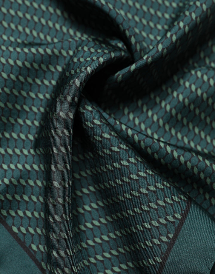 Dolce & Gabbana Dark Green Silk Patterned Handkerchief 32cm x 31cm Scarf