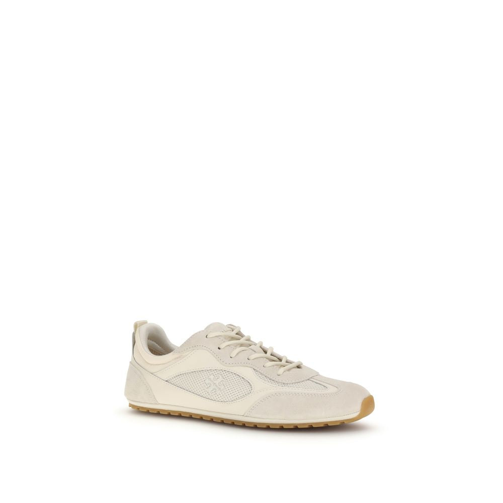 Tory Burch Beige Calf Leather Bos Taurus Low Top Sneakers