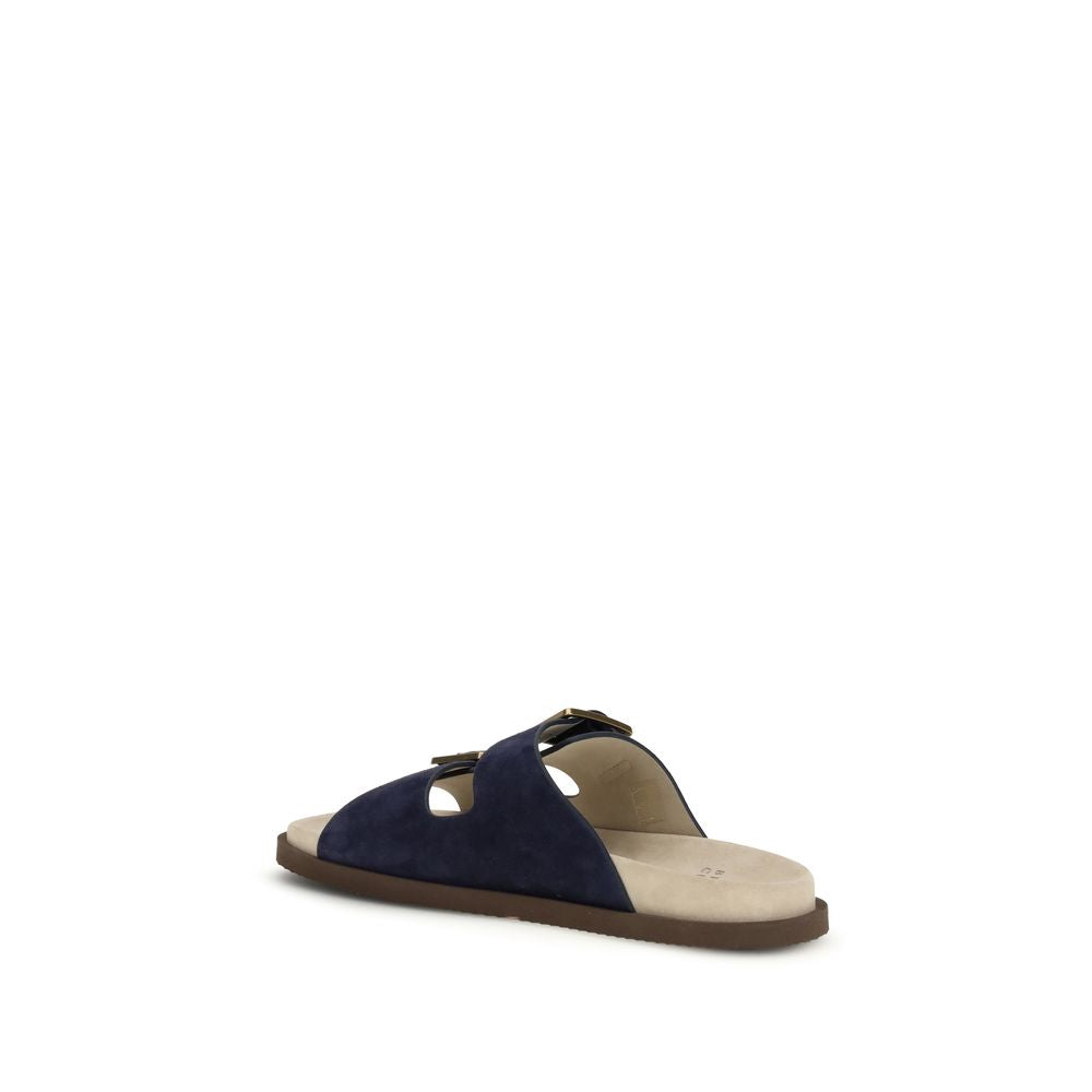 Brunello Cucinelli Black Calf Leather Bos Taurus Sandals