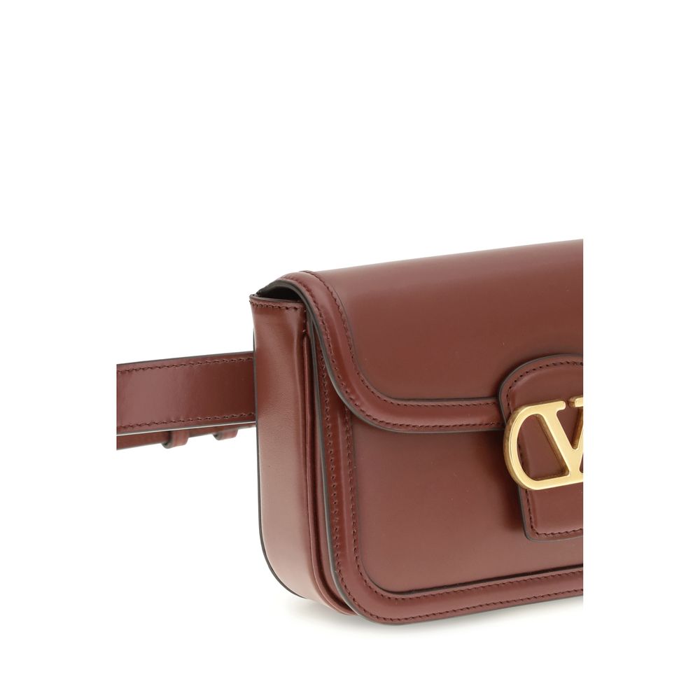 Valentino Garavani Bordeaux Calf Leather Bos Taurus Shoulder Bag