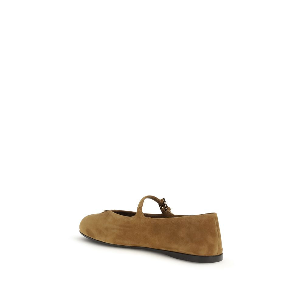 Prada Brown Goatskin Ballet Flats