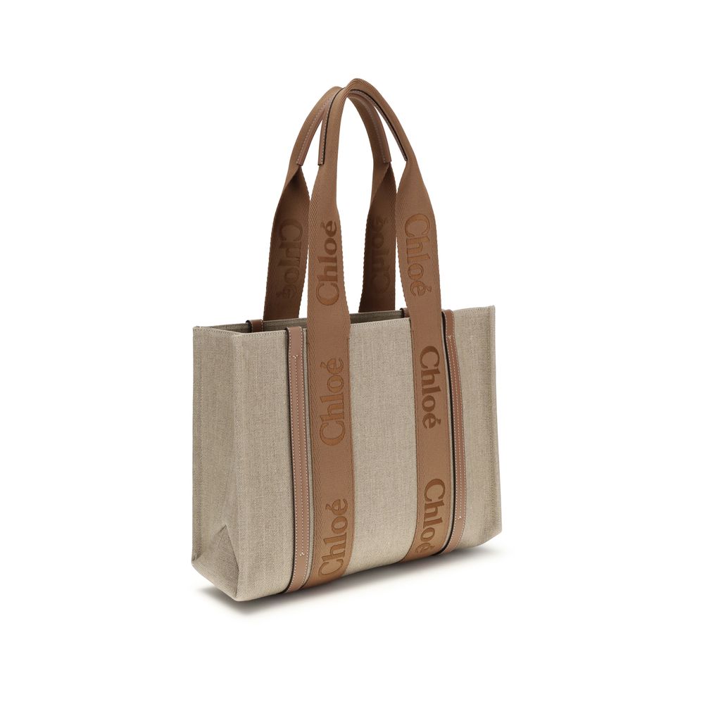 Chloé Beige Linen Shoulder Bag
