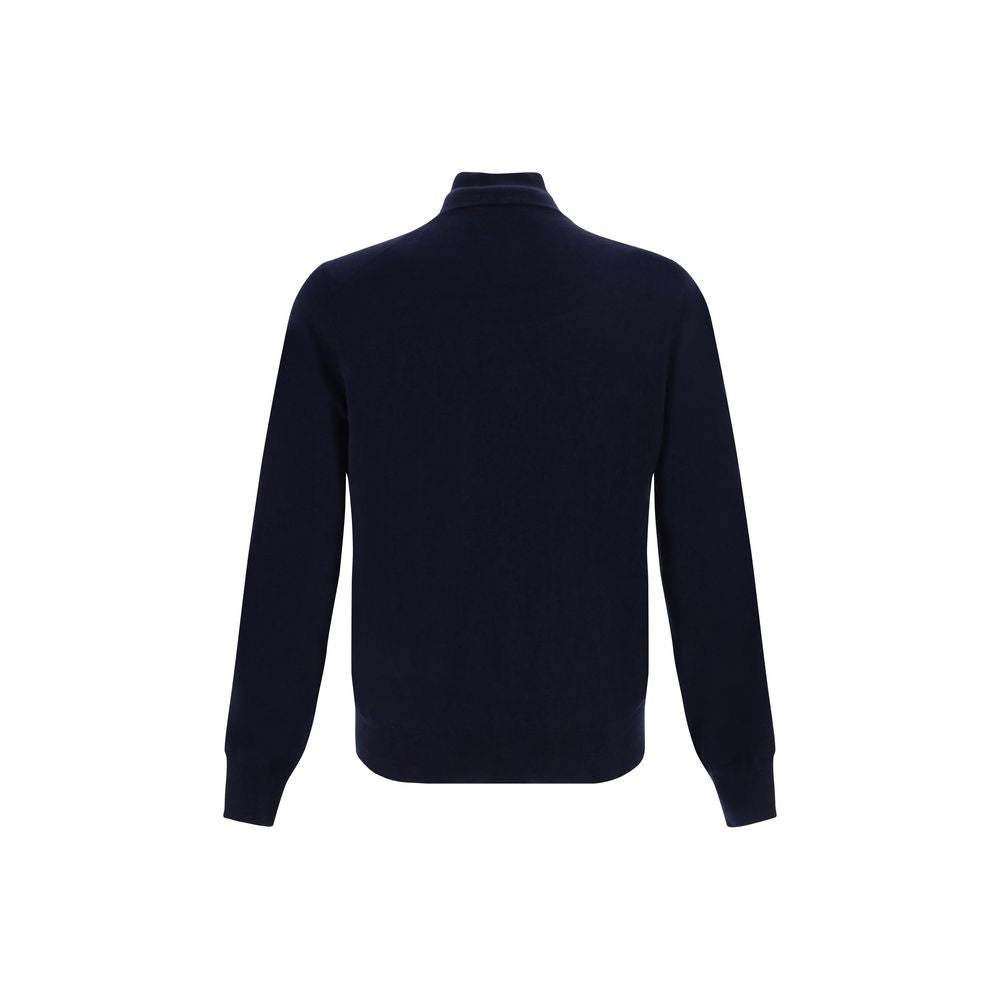 Brunello Cucinelli Blue Fleece Wool Cardigan