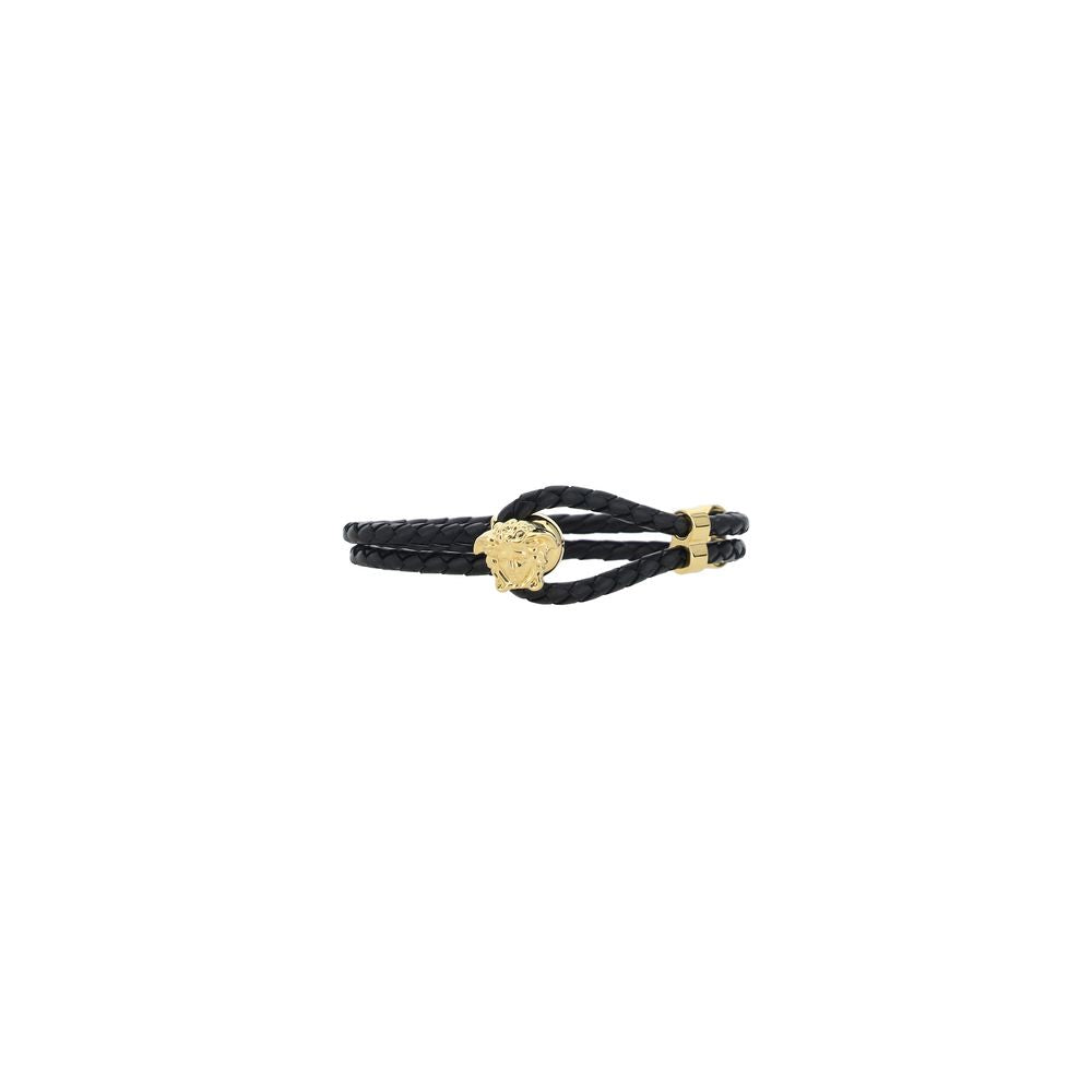 Versace Black Calf Leather Bos Taurus Bracelet