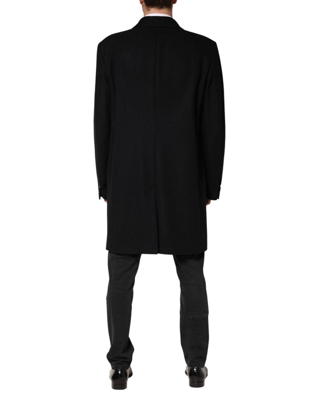 Dolce & Gabbana Black Wool Single Breasted Long Coat Jacket