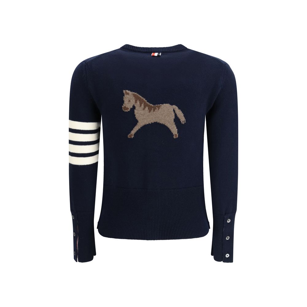 Thom Browne Blue Fleece Wool Cardigan
