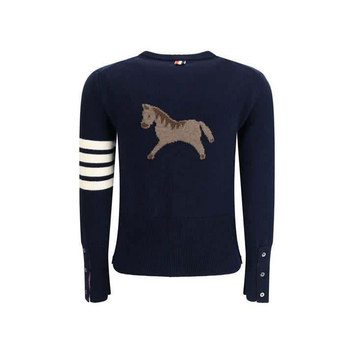 Thom Browne Blue Fleece Wool Cardigan