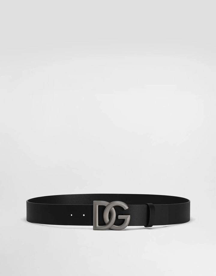 Dolce & Gabbana Men's Lux leather belt with crossover DG logo buckle Size 90