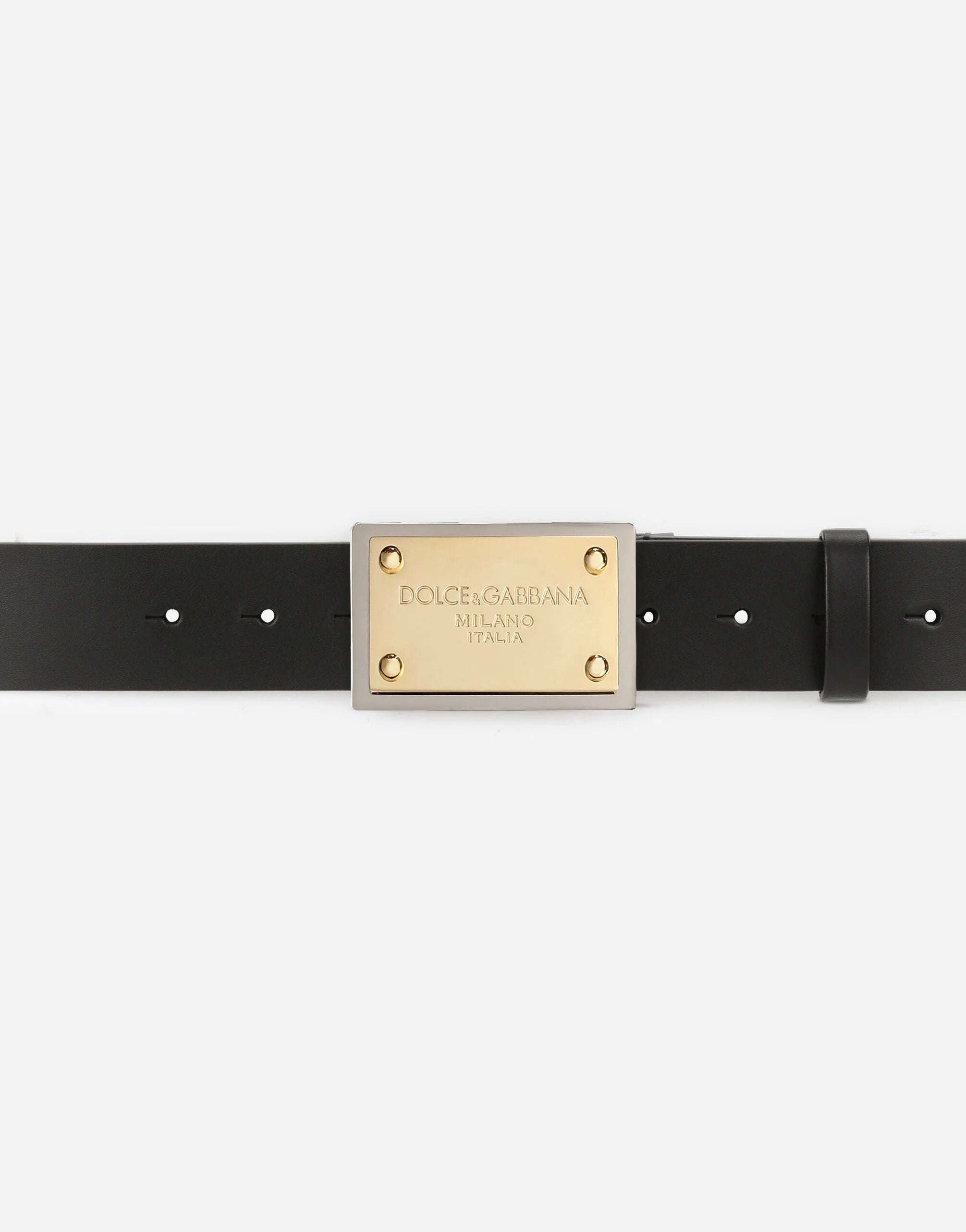 DOLCE & GABANNA Men's Lux leather belt with branded buckle Size 100/40