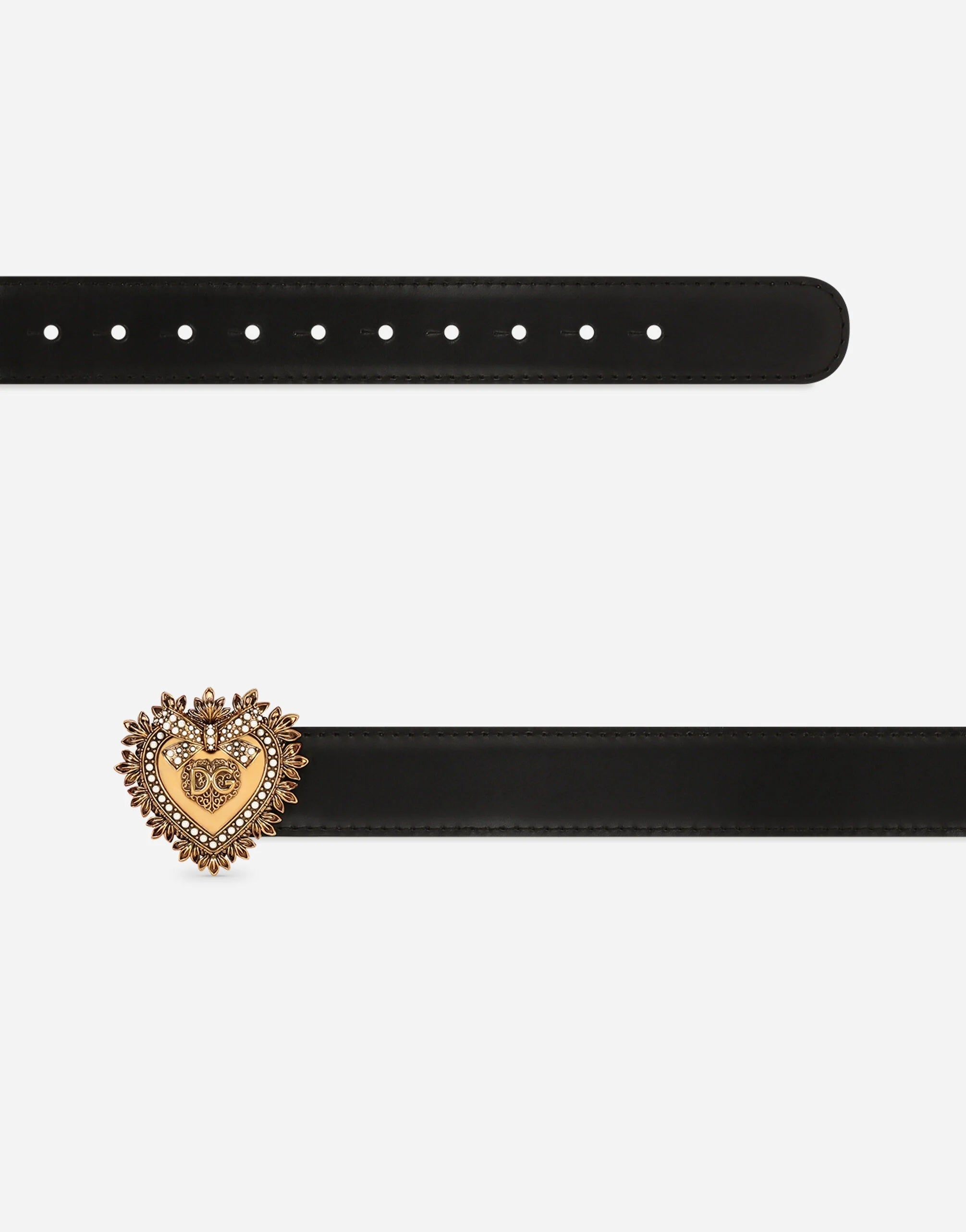 Dolce and Gabbna Black Leather Devotion Belt