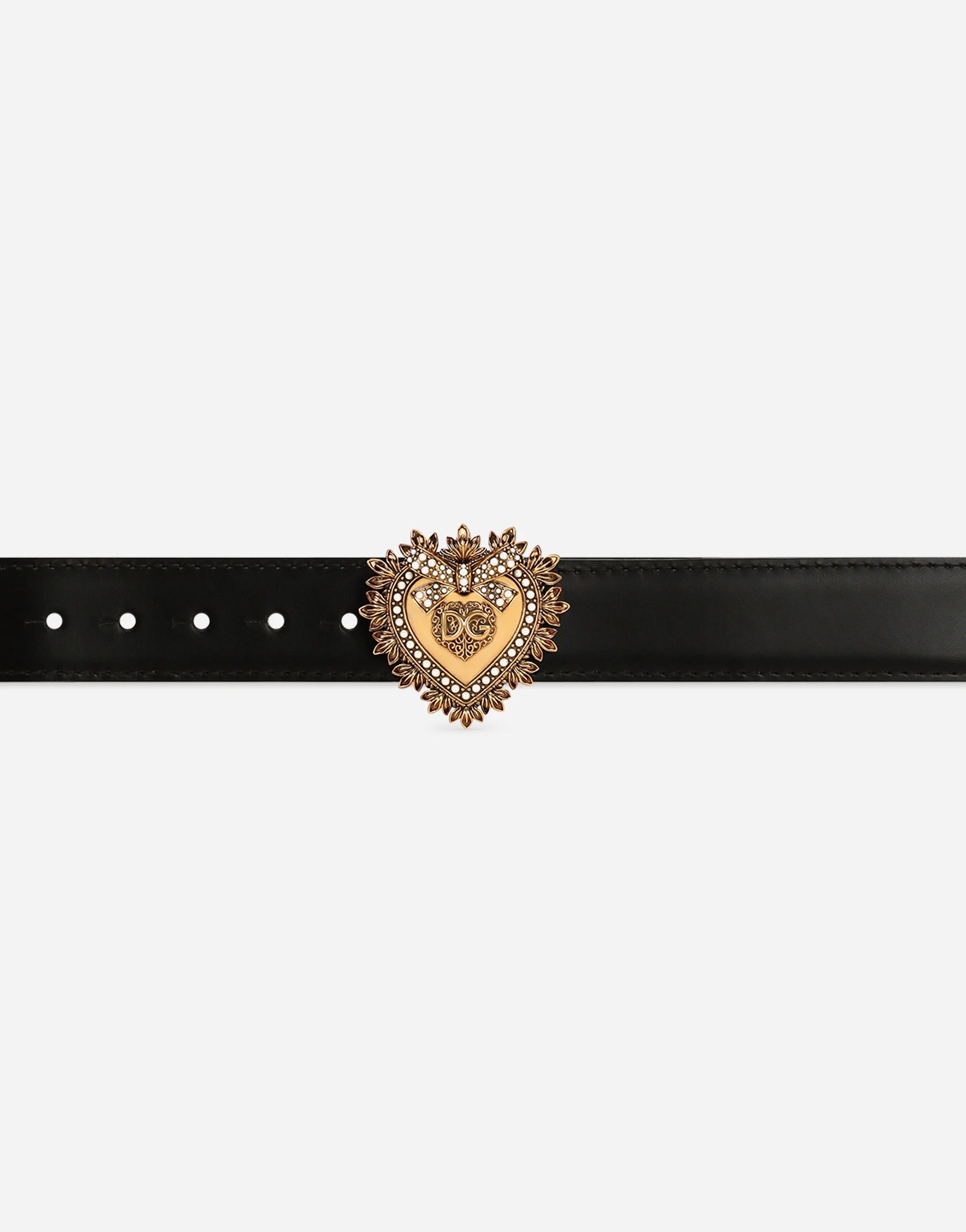 Dolce and Gabbna Black Leather Devotion Belt