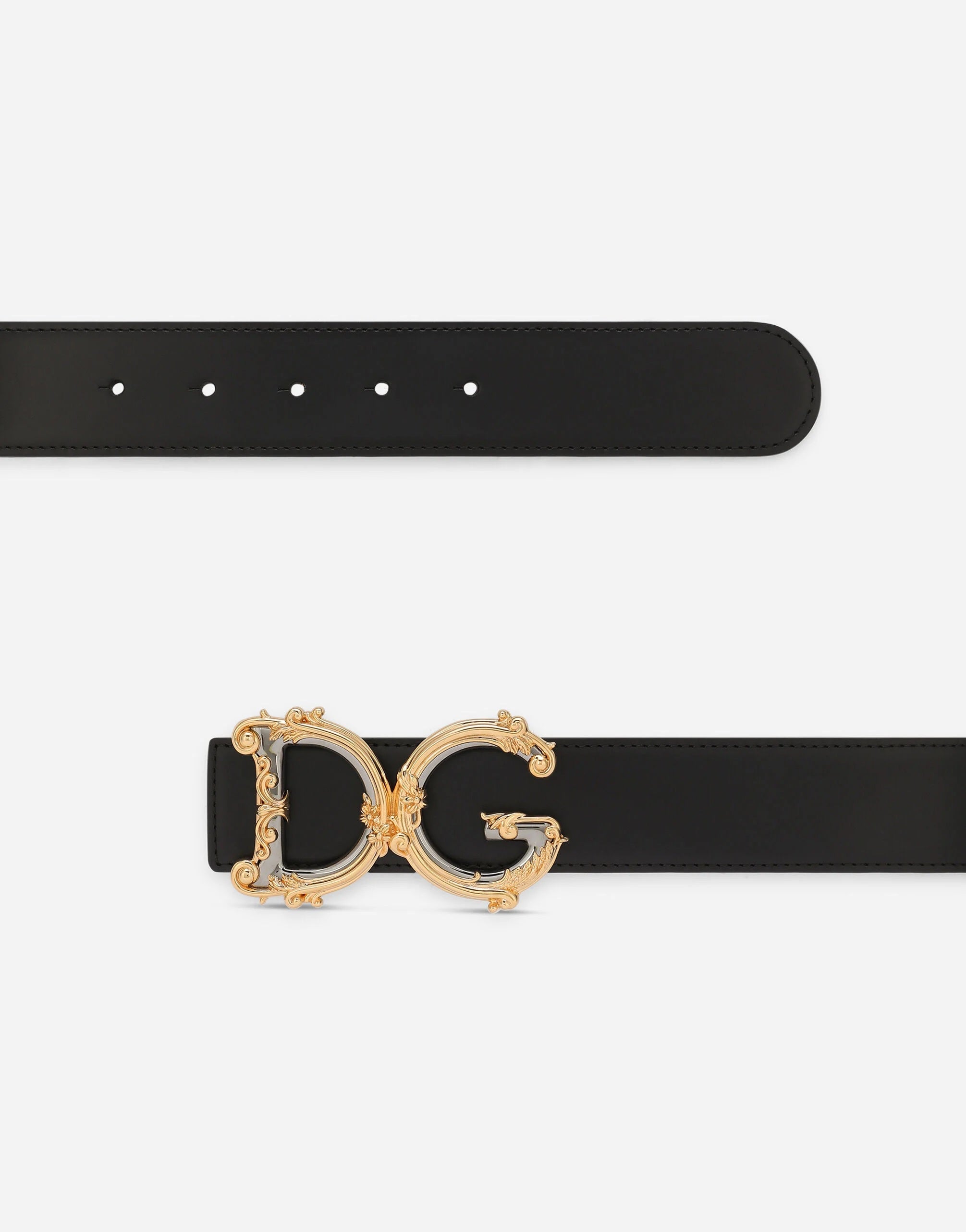 Dolce & Gabbana WOMEN'S Leather belt with baroque DG logo