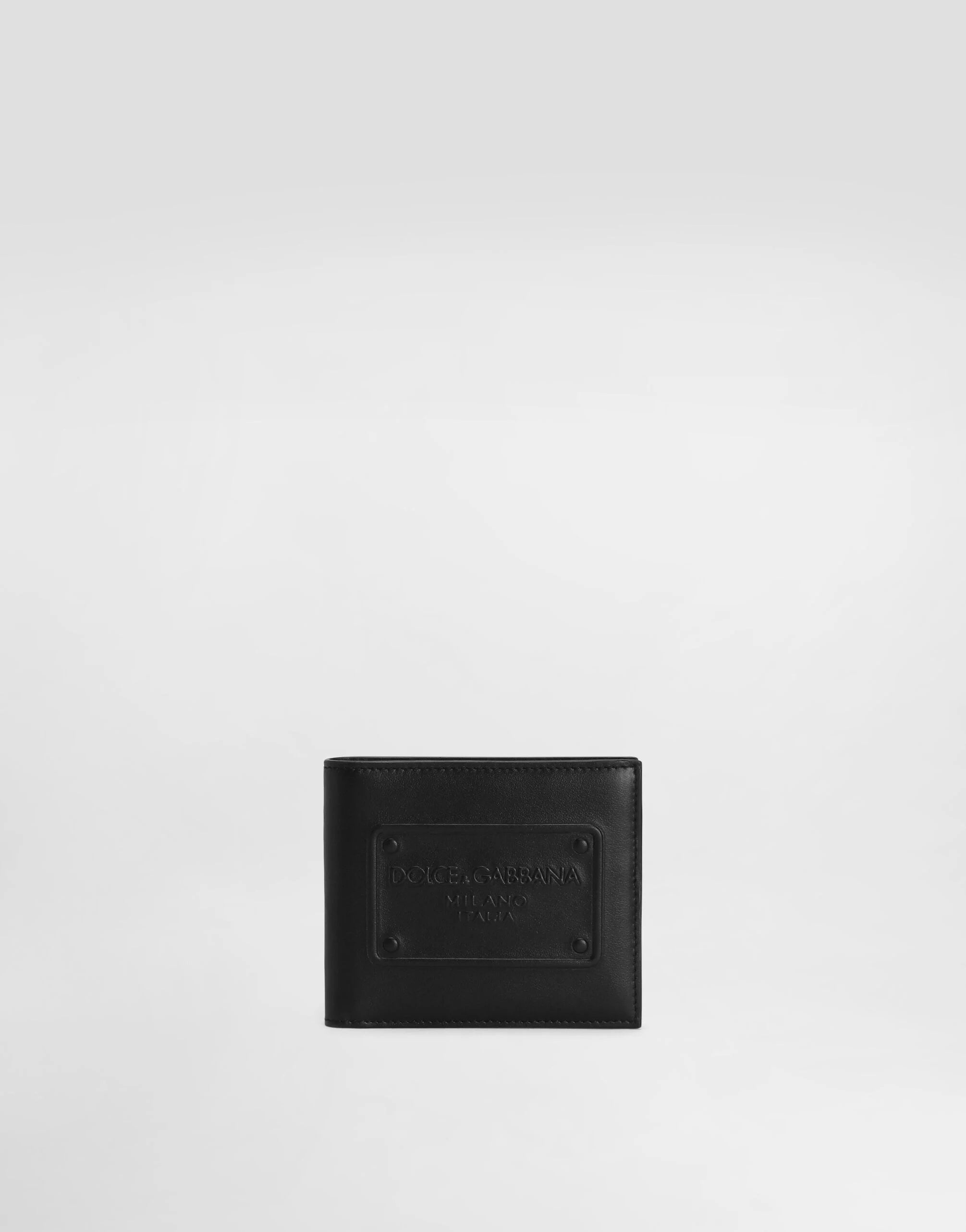 Dolce and Gabbana Men's Calfskin bifold wallet with raised logo