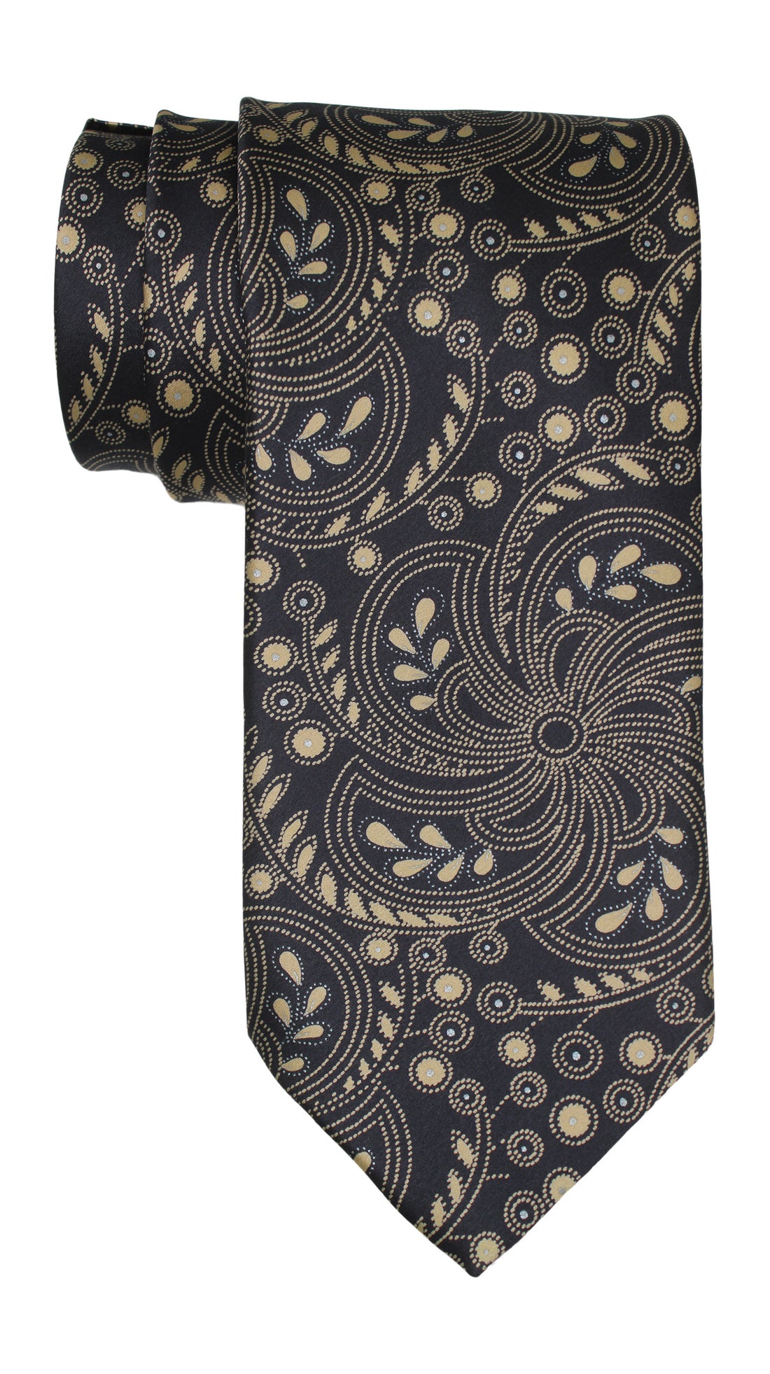 Italo Ferretti Satin Black Paisley Tie