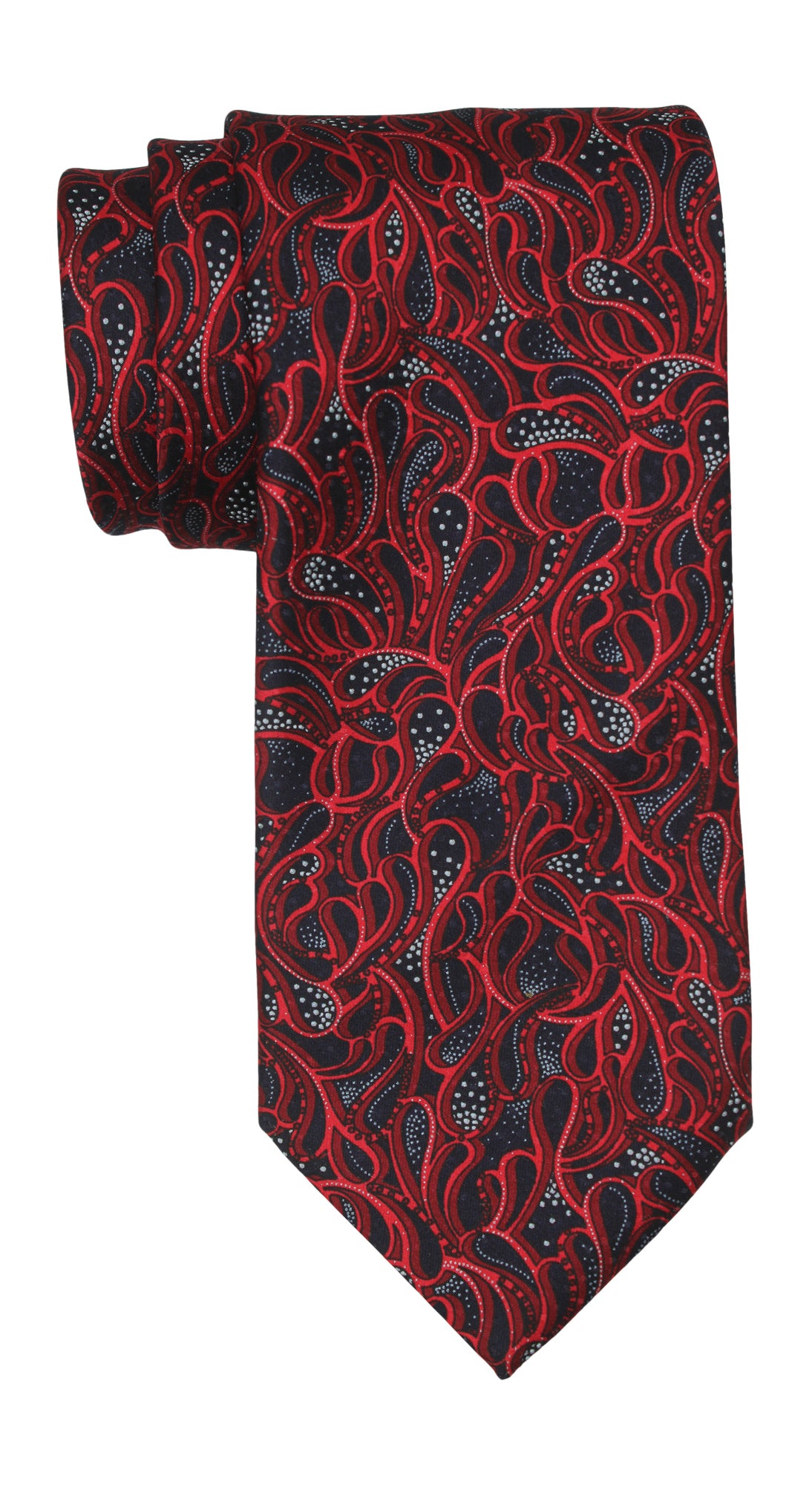 Italo Ferretti Red Black Paisley Textured Tie