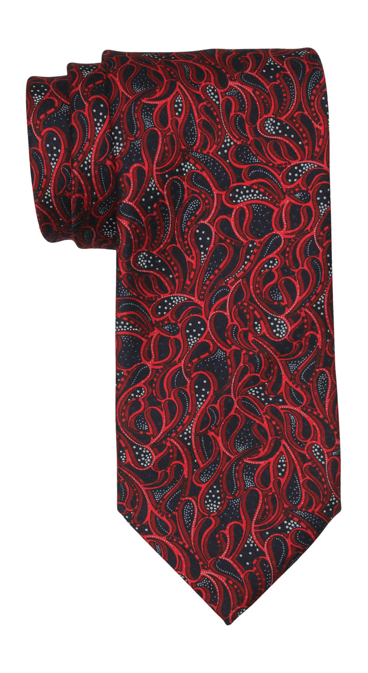 Italo Ferretti Red Black Paisley Textured Tie