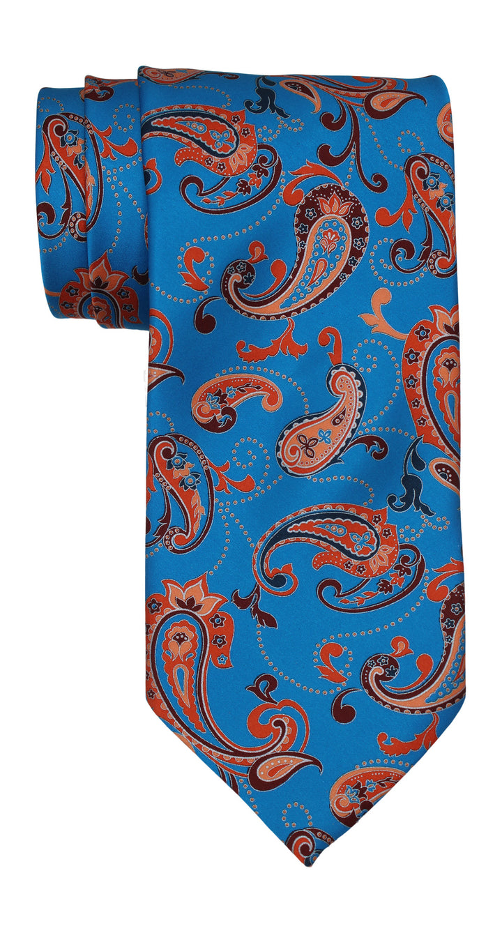 Italo Ferretti Satin Blue Orange Paisley Tie