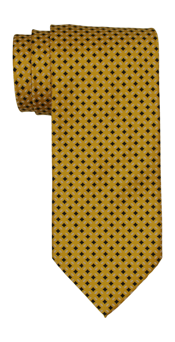 Italo Ferretti Satin Yellow Geometric Tie