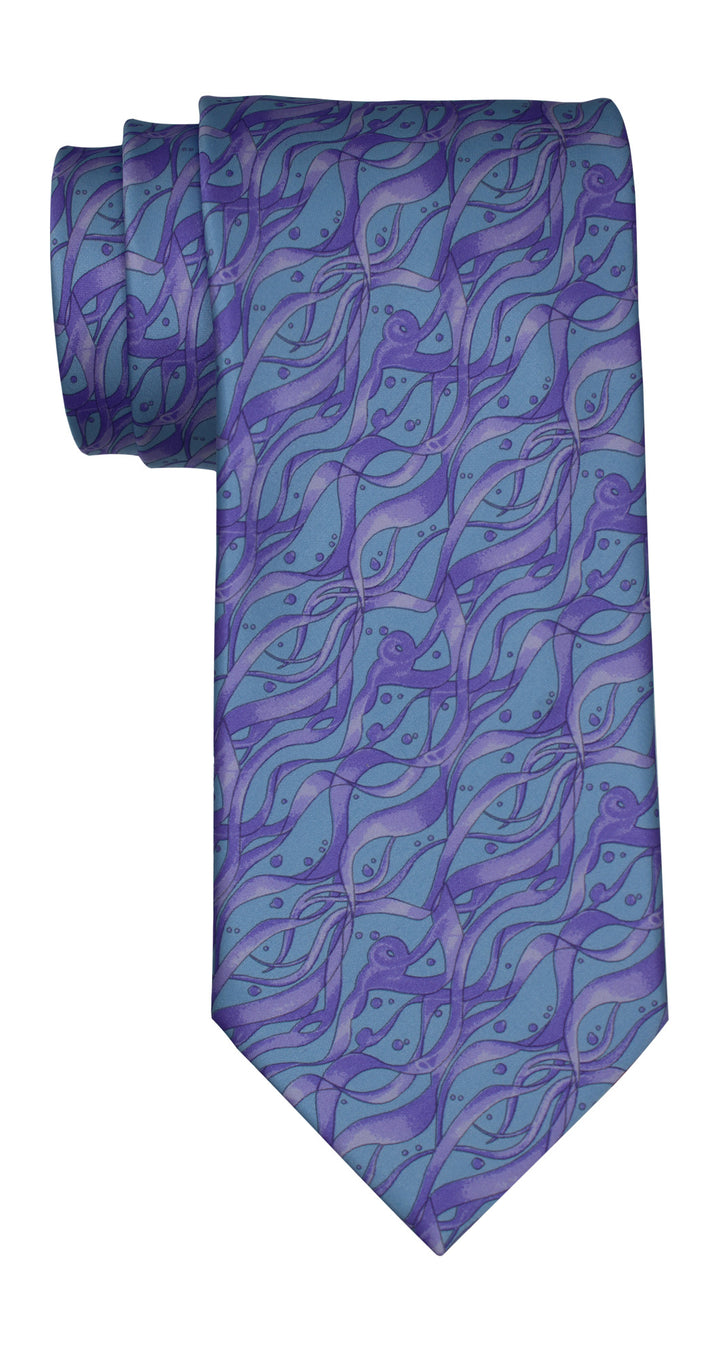 Italo Ferretti Satin Blue Purple Geometric Tie