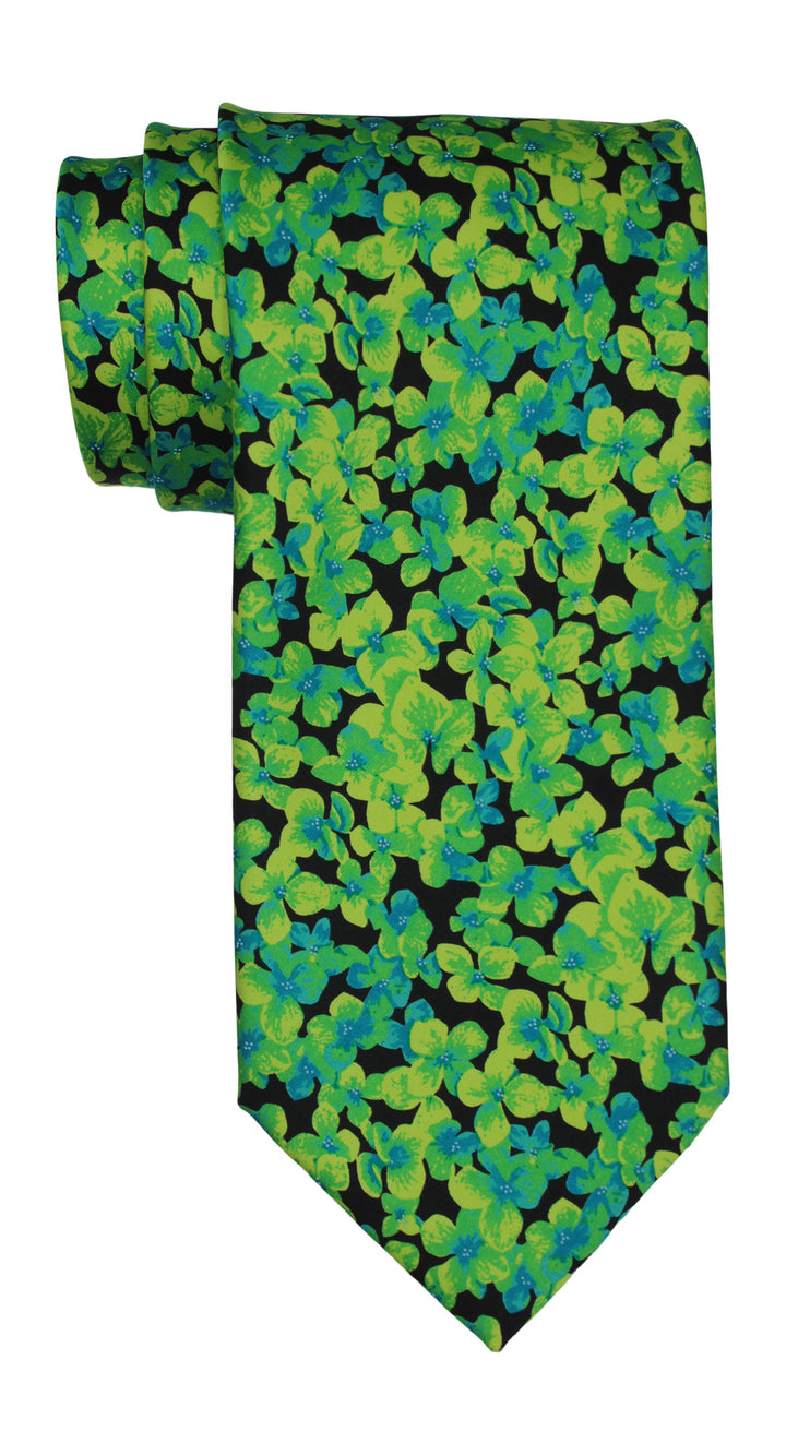 Italo Ferretti Satin Hot Green Floral Tie
