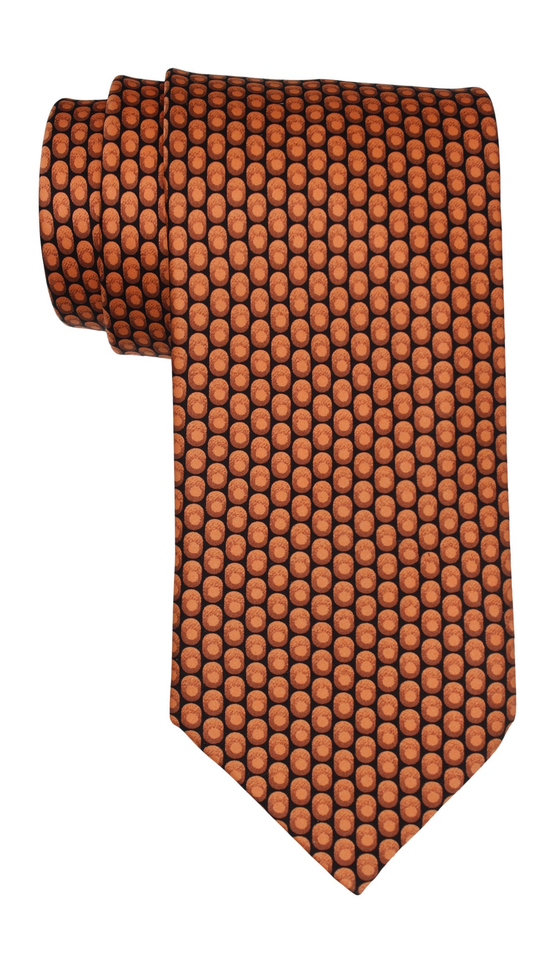 Italo Ferretti Satin Orange Geometric Tie