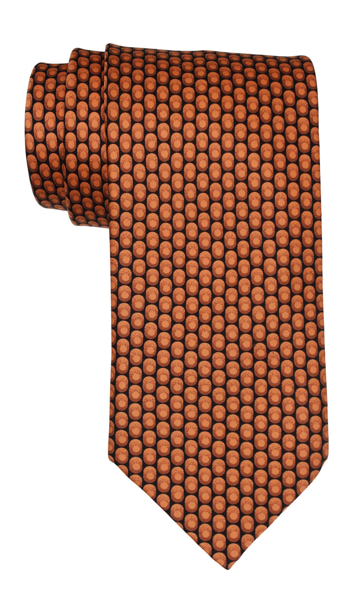 Italo Ferretti Satin Orange Geometric Tie
