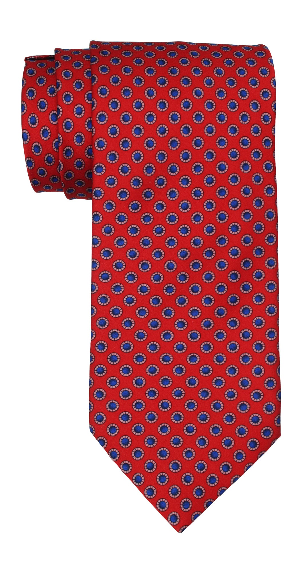 Italo Ferretti Satin Red Blue Polka Dots Tie