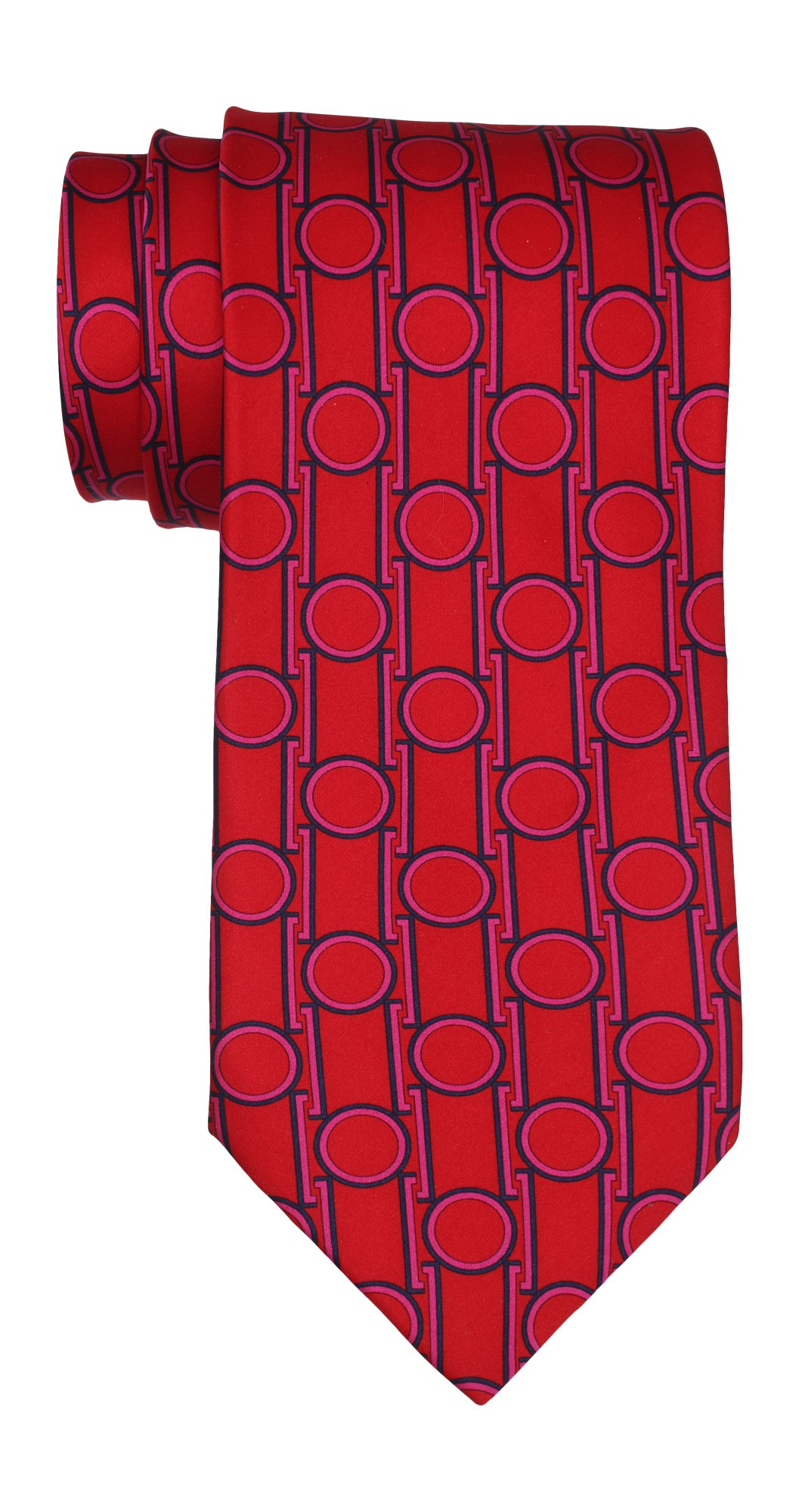 Italo Ferretti Satin Red Geometric Tie