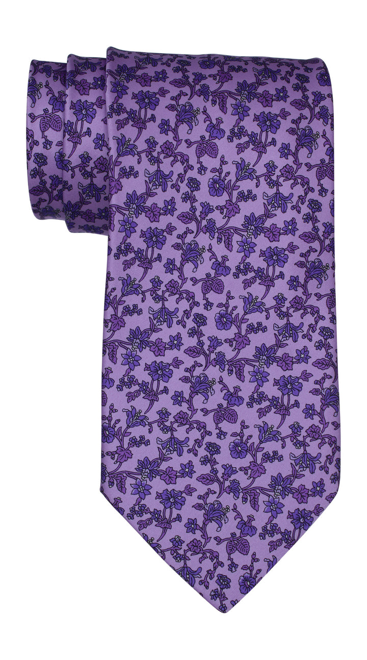 Italo Ferretti Satin Purple Floral Tie