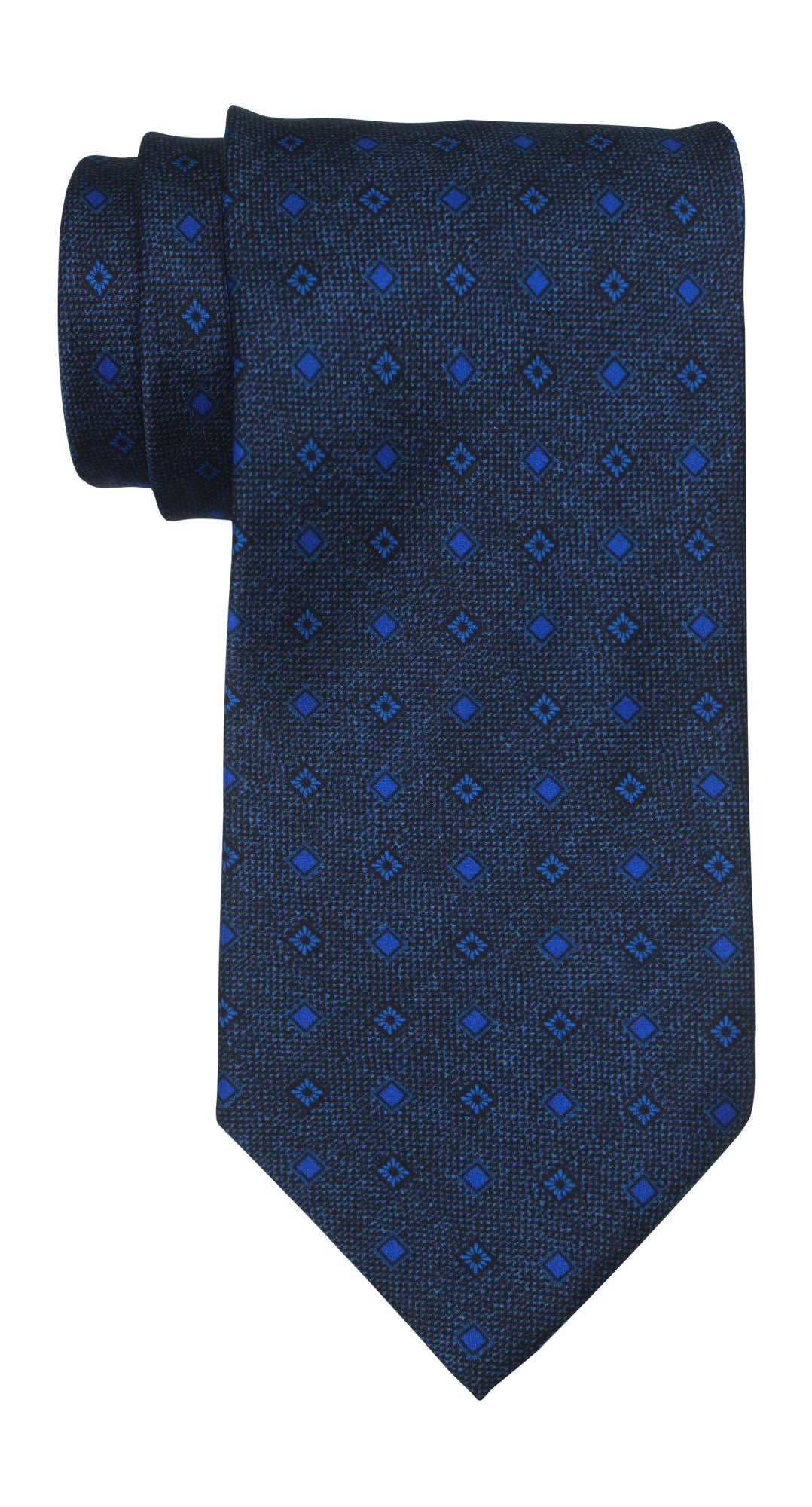 Italo Ferretti Satin Navy Geometric Tie