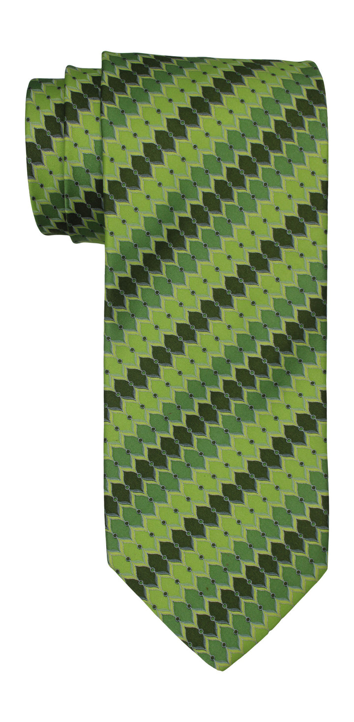 Italo Ferretti Satin Green Geometric Tie
