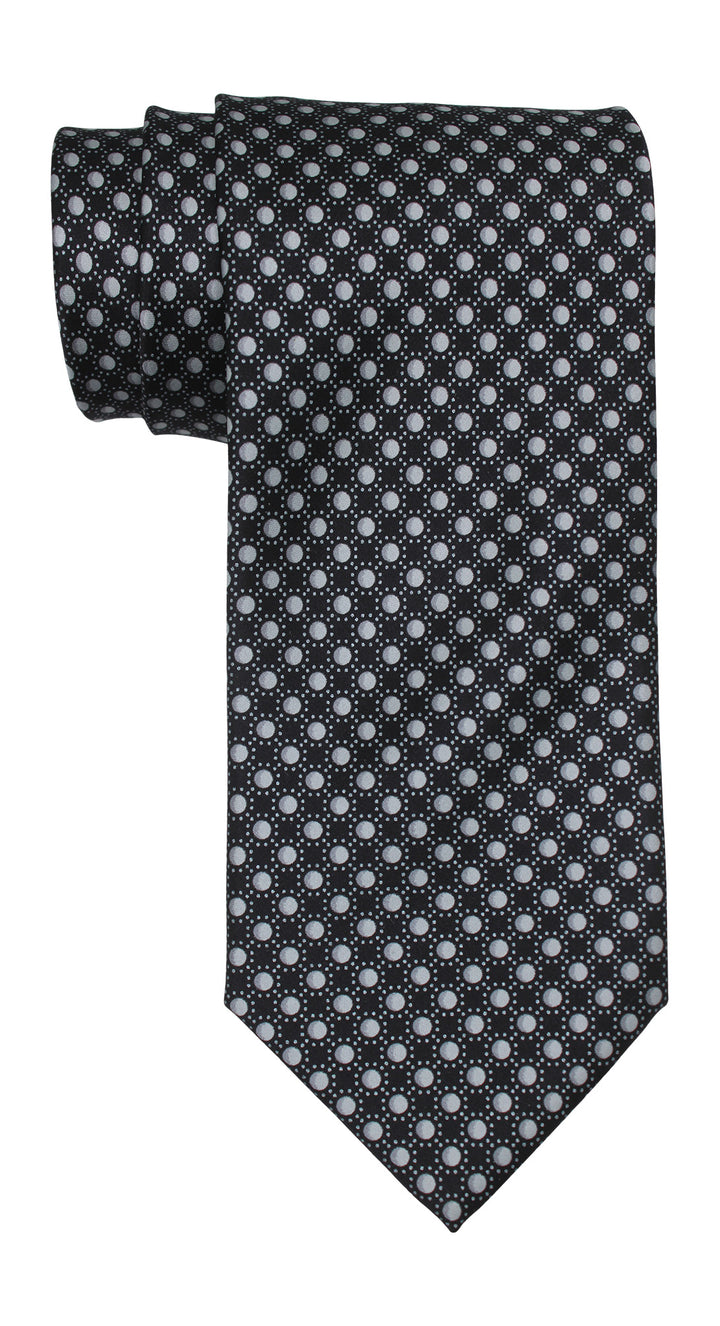 Italo Ferretti Satin Black Geometric Tie