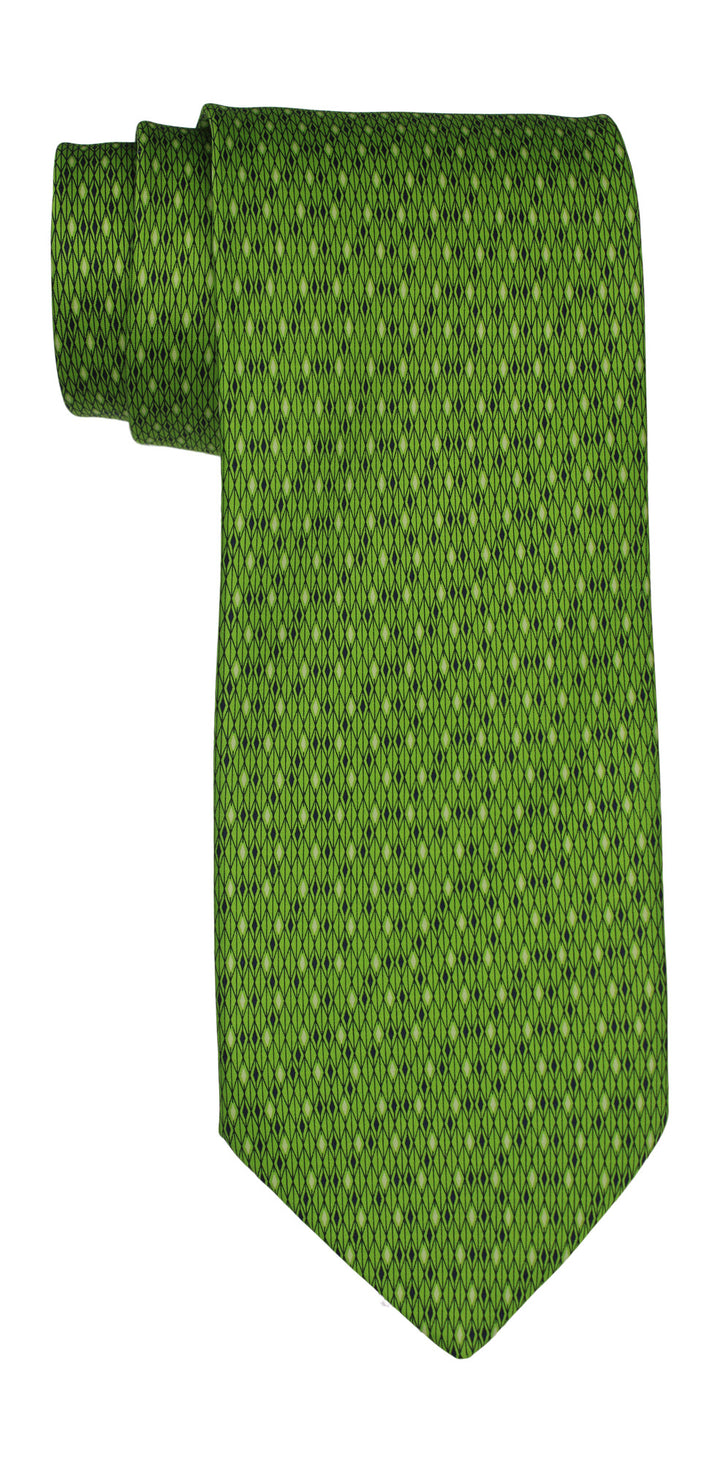 Italo Ferretti Satin Green Geometric Tie