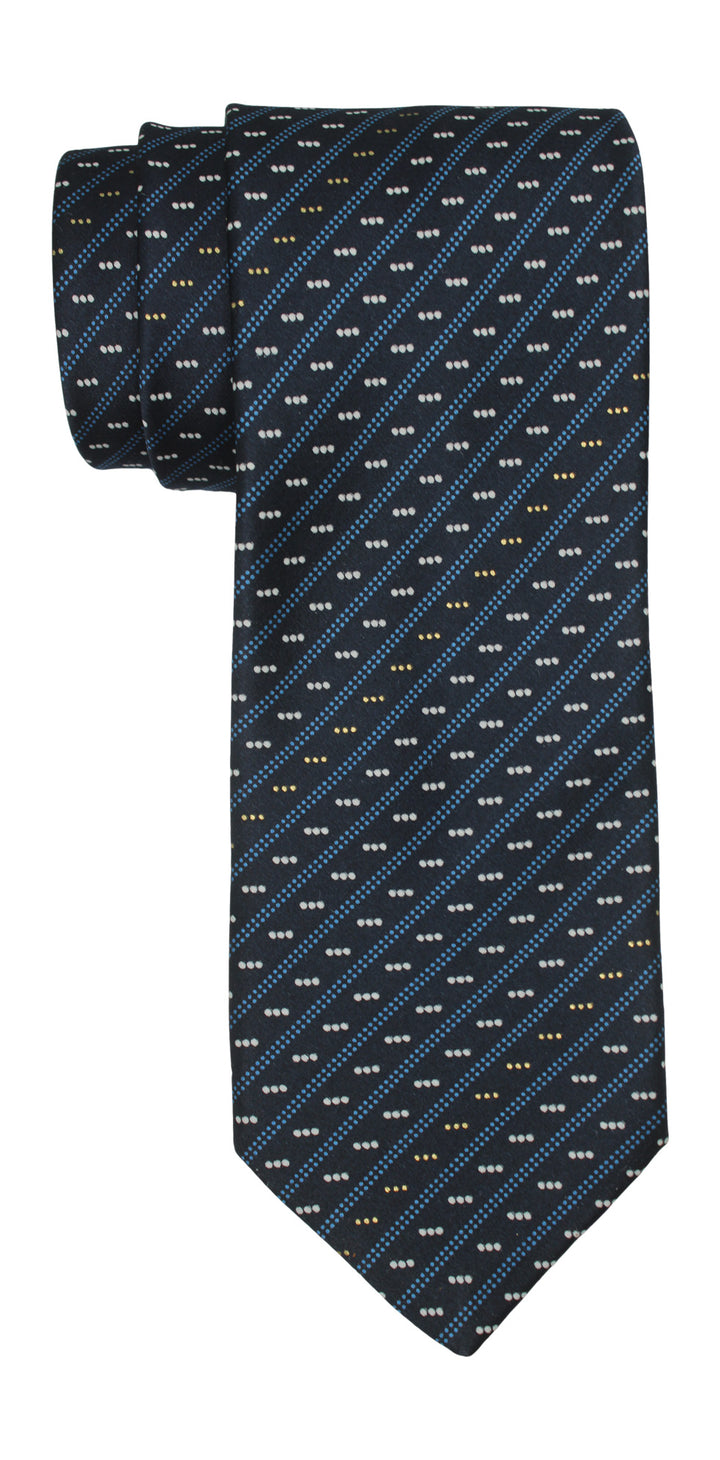 Italo Ferretti Satin Navy Geometric Striped Tie