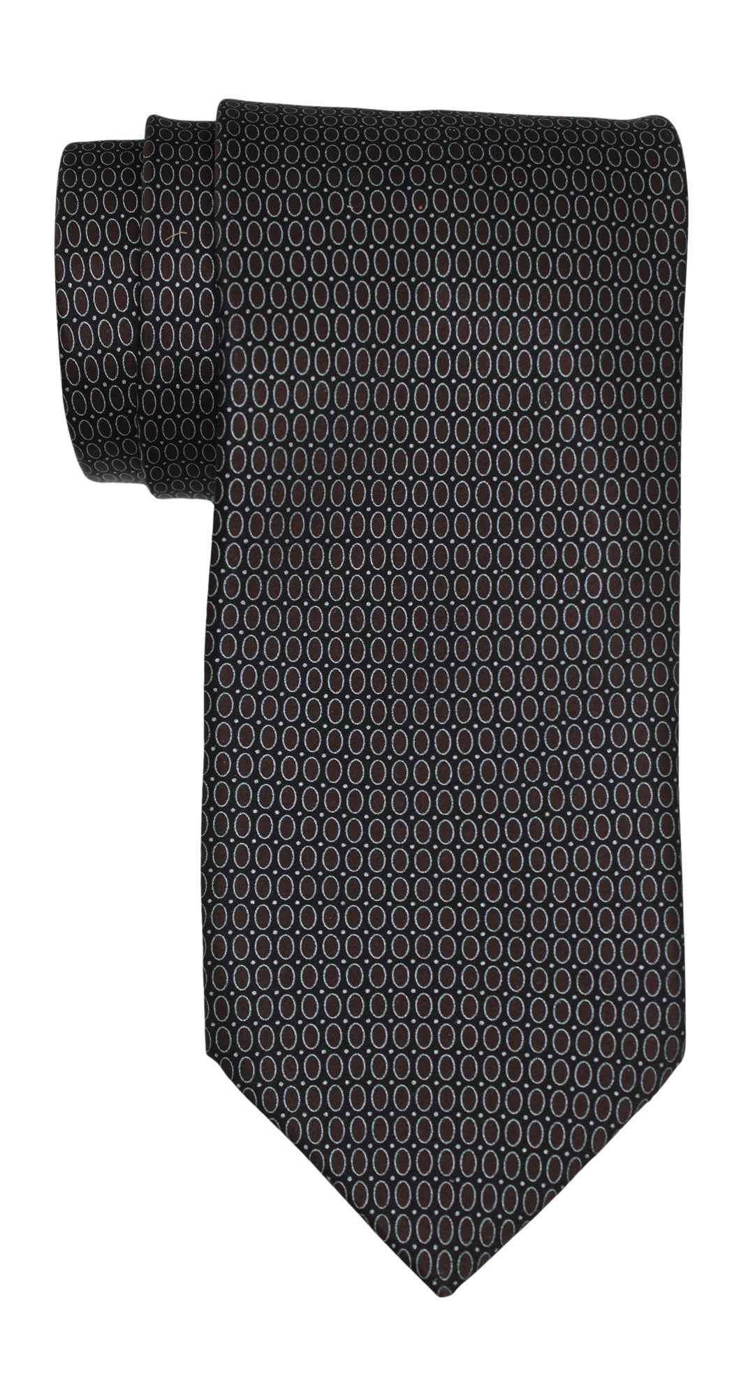 Italo Ferretti Satin Black Brown Neat Geometric Tie