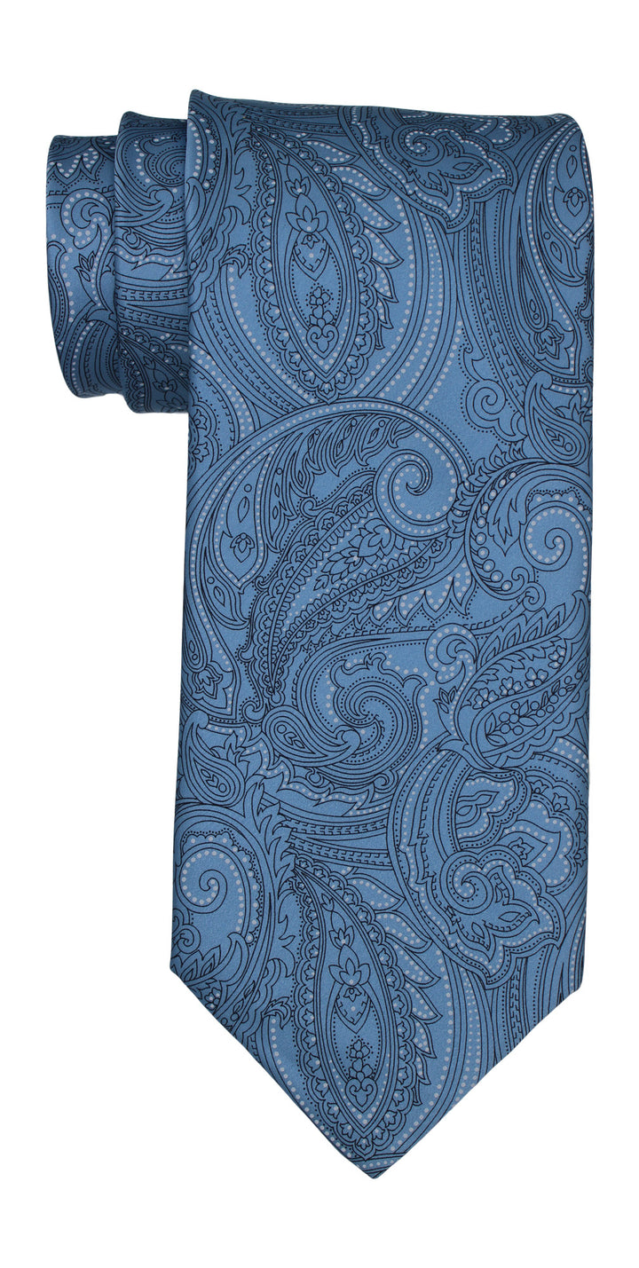 Italo Ferretti Satin Blue Paisley Tie
