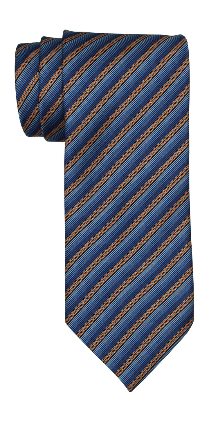 Italo Ferretti Satin Blue Orange Striped Tie