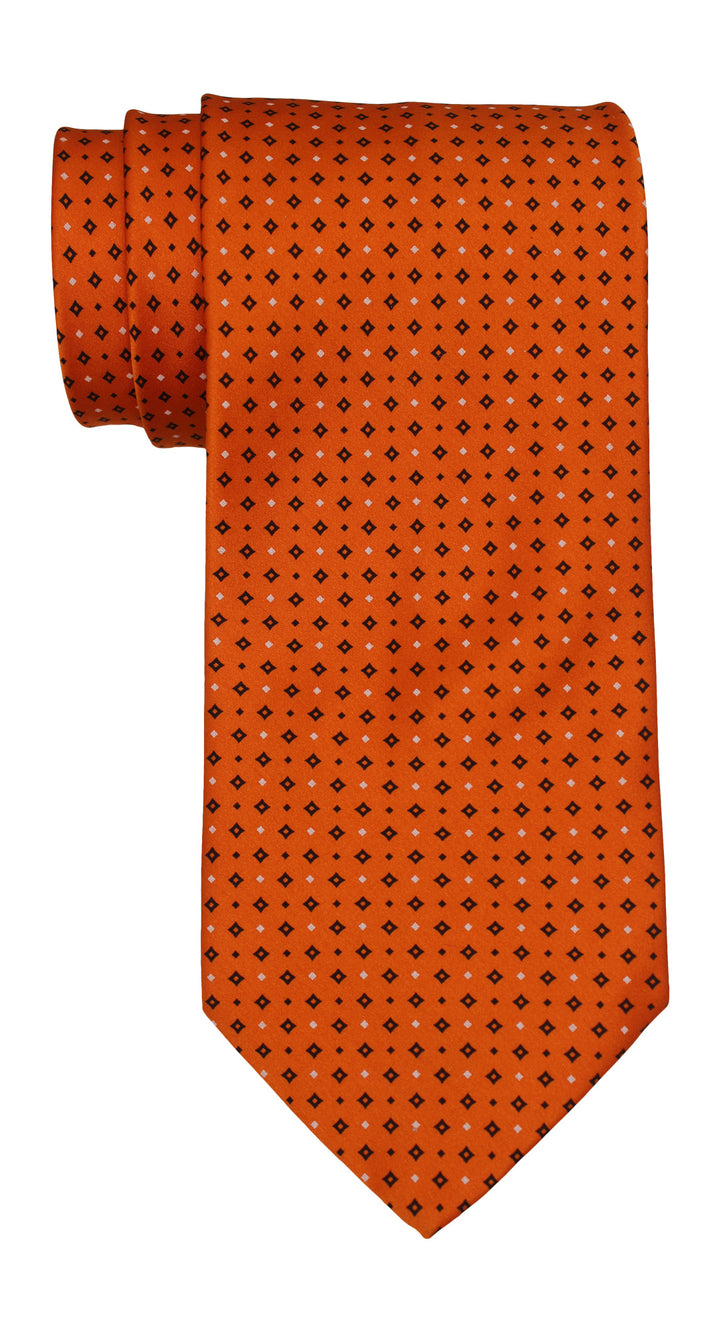 Italo Ferretti Satin Orange Geometric Tie