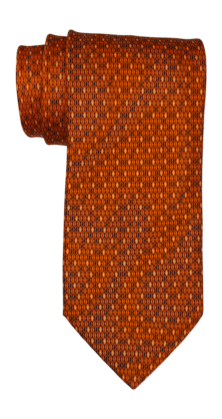 Italo Ferretti Satin Orange Neat Geometric Tie