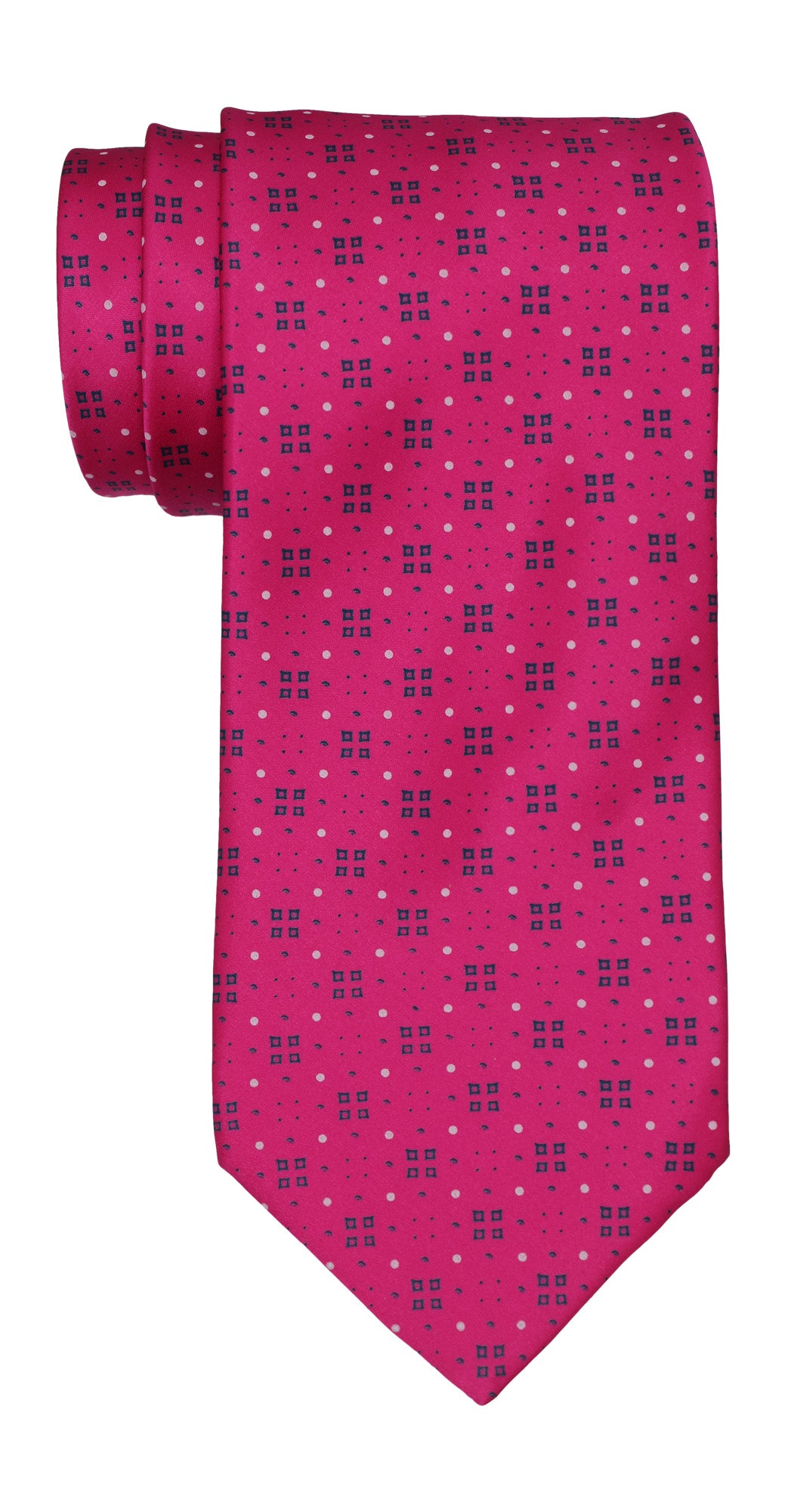 Italo Ferretti Satin Hot Pink Geometric Tie