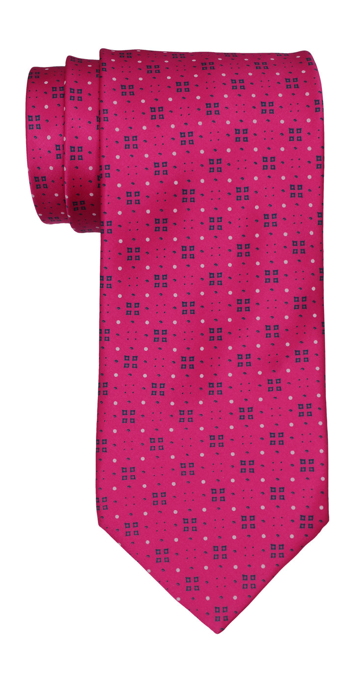 Italo Ferretti Satin Hot Pink Geometric Tie