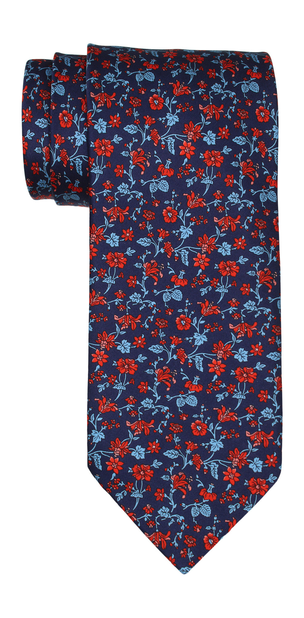 Italo Ferretti Satin Blue Red Floral Tie