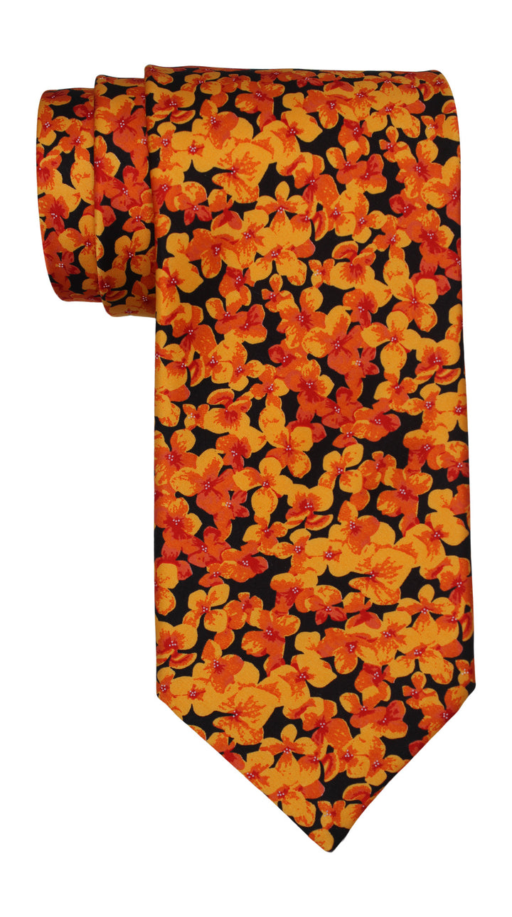 Italo Ferretti Satin Hot Orange Floral Tie