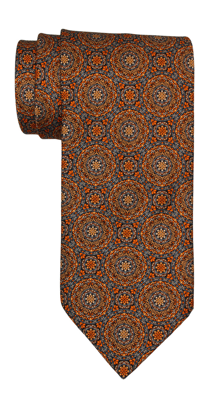 Italo Ferretti Satin Fancy Orange Medallion Tie