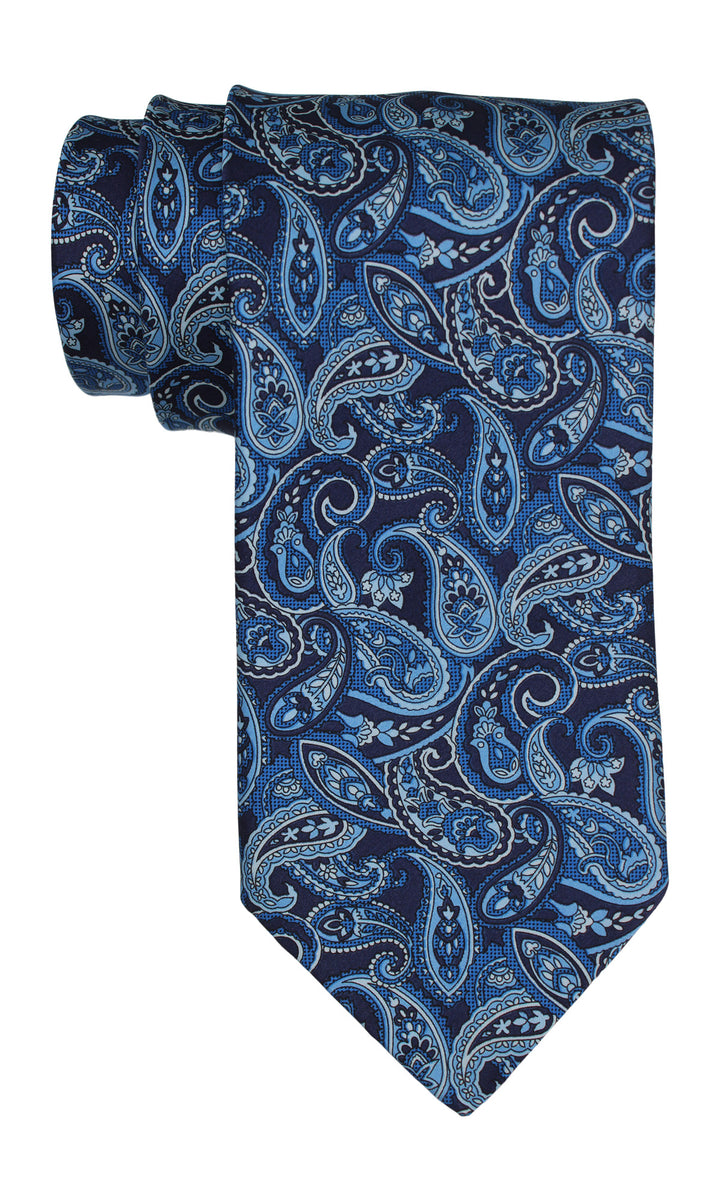 Italo Ferretti Satin Blue Paisley Tie